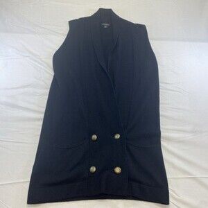 Ann Taylor Black Double-Breasted Knit Vest with Gold Buttons! Size extra small!
